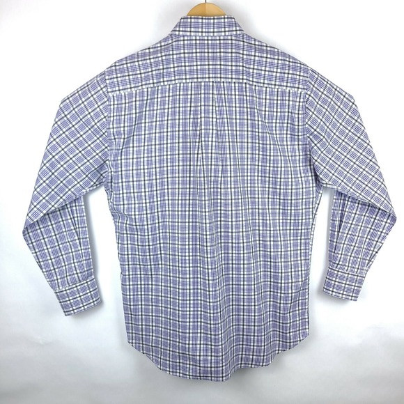 Peter Millar Shirt Mens Large Purple White Plaid Casual Long Sleeve Button Up - Picture 5 of 8